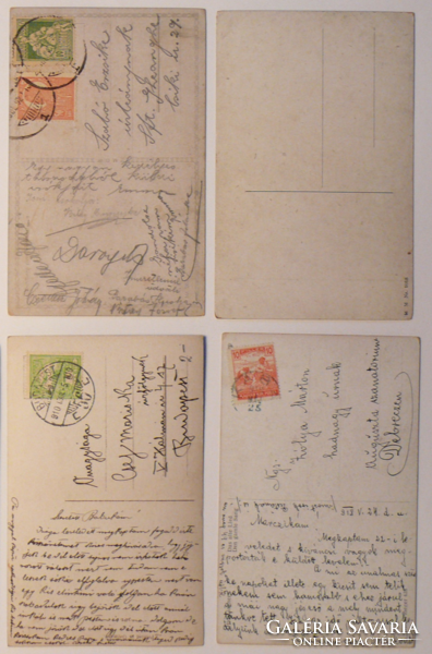 4 db motívum-üdvözlőlap, 1910-es évek, vegyes kiadások