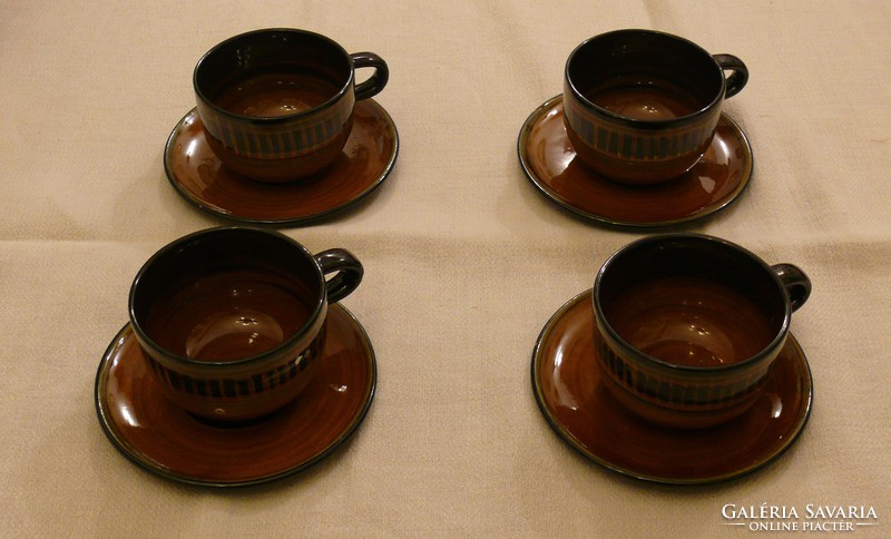Handcrafted German ceramic breakfast set for 4 people