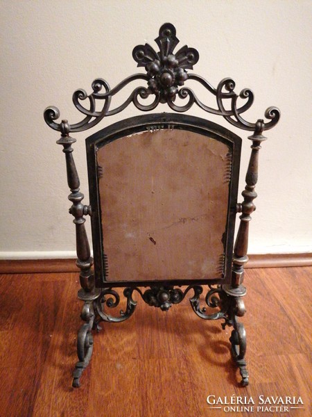 Antique, art nouveau pewter (alloy) mirror with beautiful workmanship! 43 cm high!