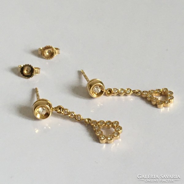 Hungarian earrings brilliant diamond 0.36 ct yellow gold 14 k / 585