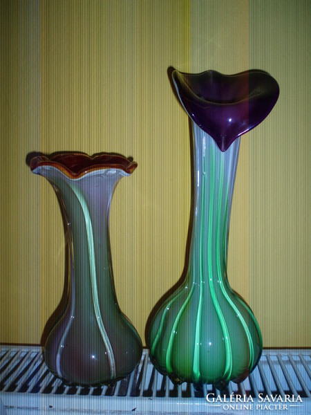 2 Artistic 2-layer glass vases