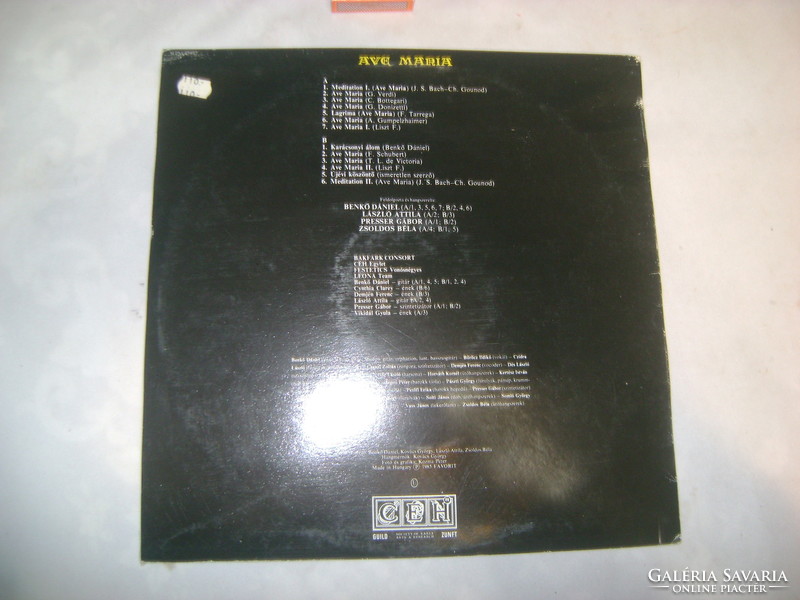 Benkő Dániel: Ave Maria - 1985 - bakelit lemez, hanglemez