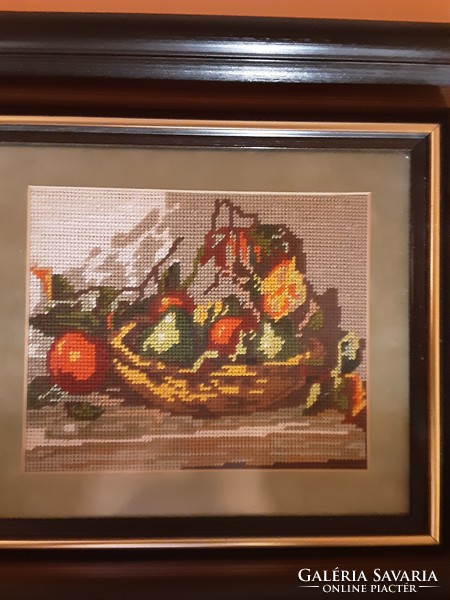 Goblein picture, fruit basket in sophisticated frame - still life mural
