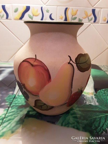 Beautifully painted large ceramic fruit patterned vase