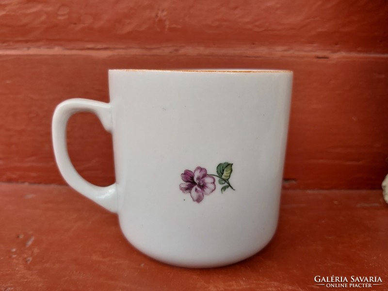 Zsolnay violet, daisy mug, nostalgia piece, cocoa mug