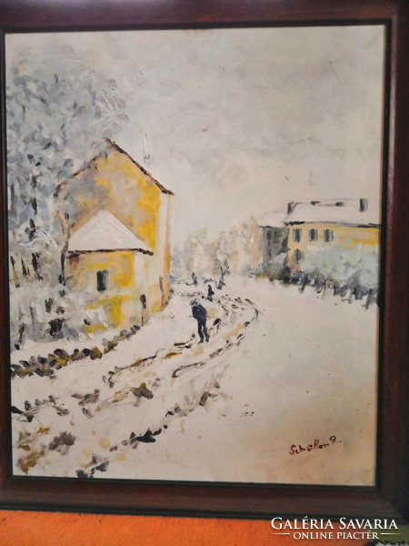Téli tájkép festmény