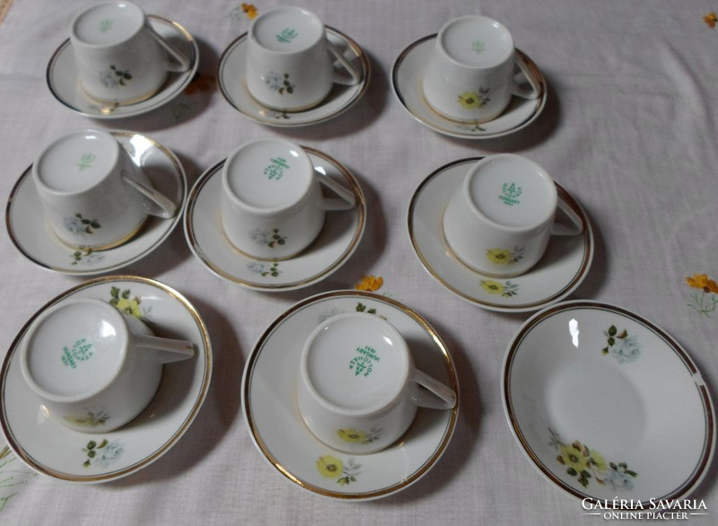 Ravenhouse porcelain, yellow rose coffee set, mocha set: spouts, sugar bowl, cup with saucer