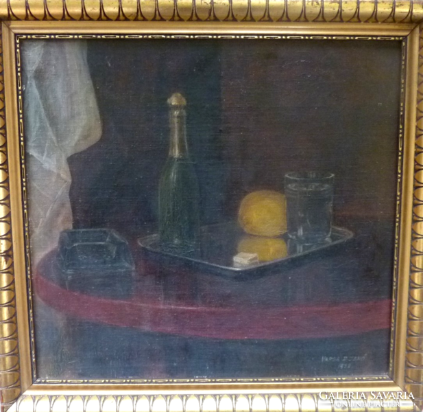 Table still life, 1932 (oil painting in excellent condition, framed, 39x42 cm) varga d. Jeno