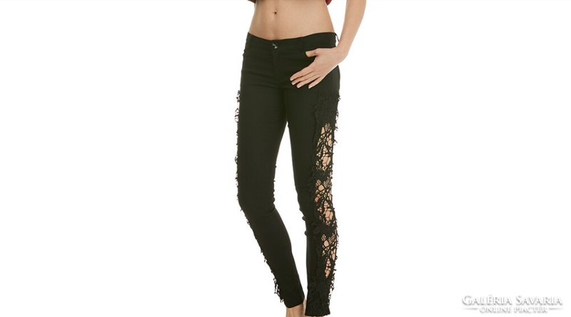 New black lace inserts (along both sides) slimming extra luxury cotton viscose women's pants l