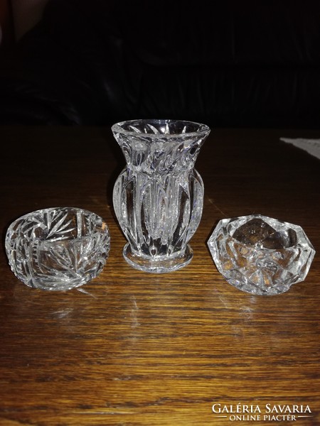 Crystal vase and candle holders