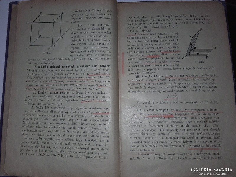 30-as évekből tankönyv -GEOMETRIA A gimnáziumok és reálgimn. II.és III.osztálya számára(matematika)