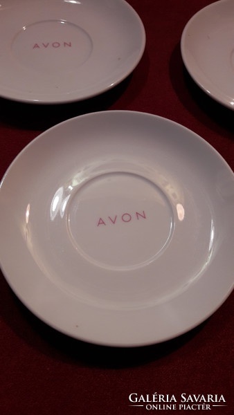 3 Avon porcelain plates, cup coasters