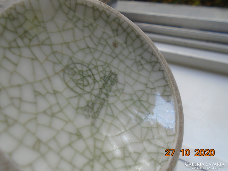1930 Kunstporcellane metzler&ortloff pale green craquelé cracked glaze globe vase