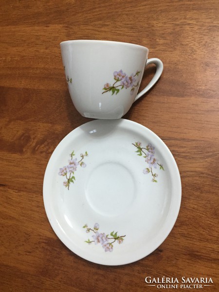 Zsolnay virág mintás porcelán csésze és alj P312
