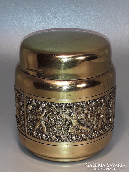 Erhard & son marked putto pattern gilded copper cigarette holder offering box, price per piece