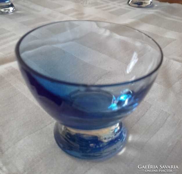 Antique art deco blue, cognac, liqueur glass, cup 6 pcs
