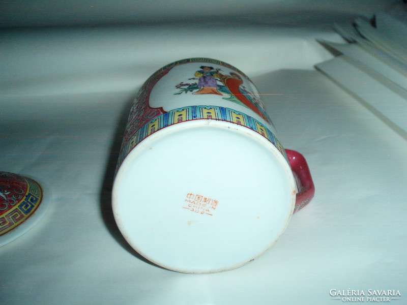 Vintage kínai, fedeles porcelán teatartó