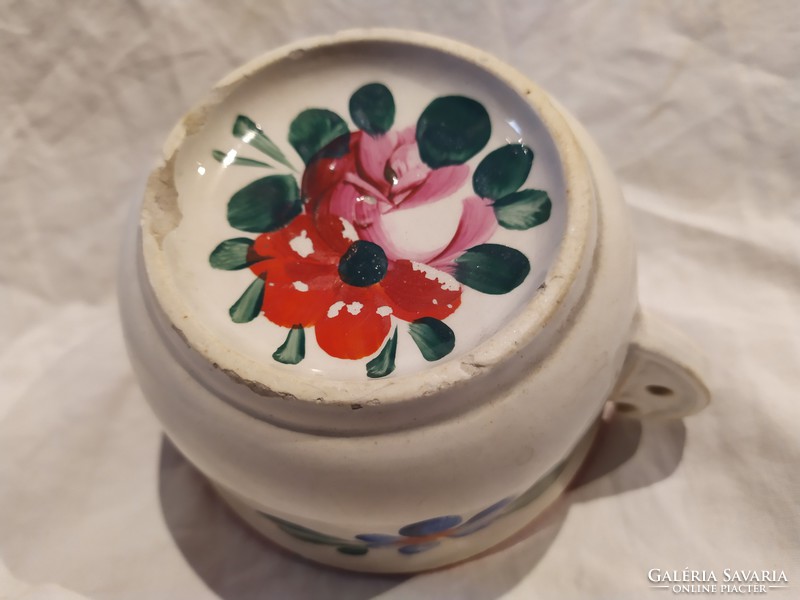 Folk painted hard earthenware thick-walled koma mug koma cup