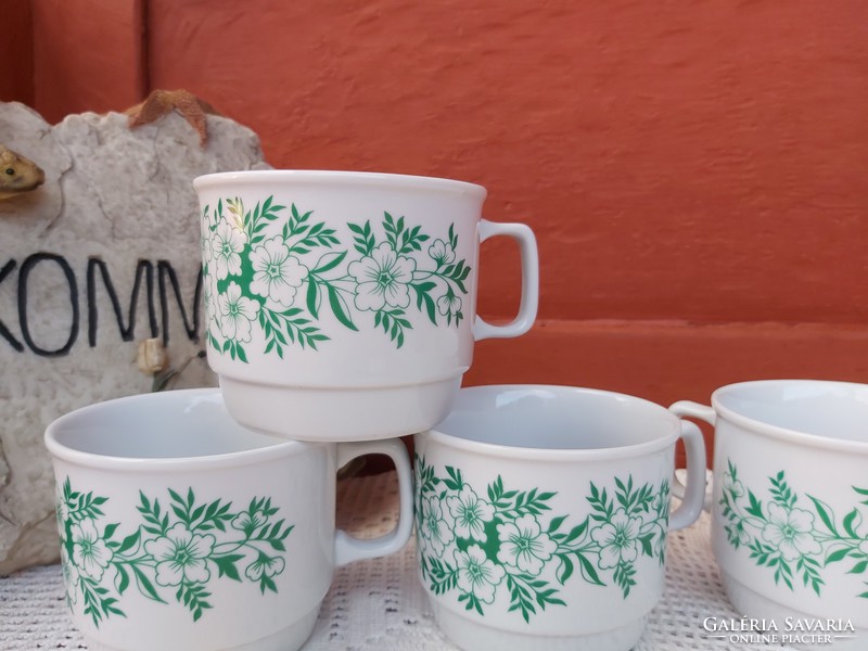 Beautiful retro green unmarked Zsolnay floral mug, mugs, nostalgia piece, cocoa mug