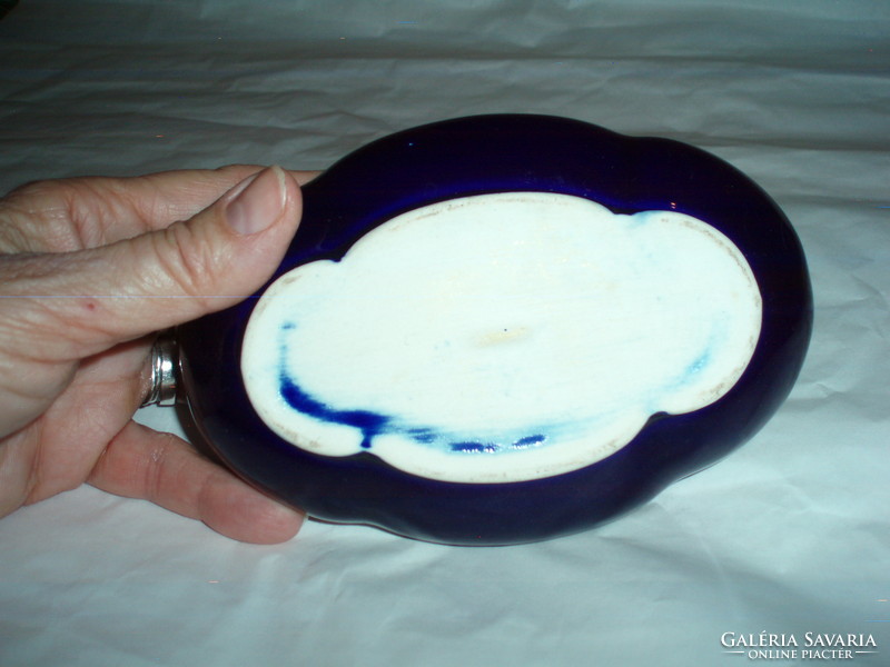 Antique cobalt blue porcelain bonbonier