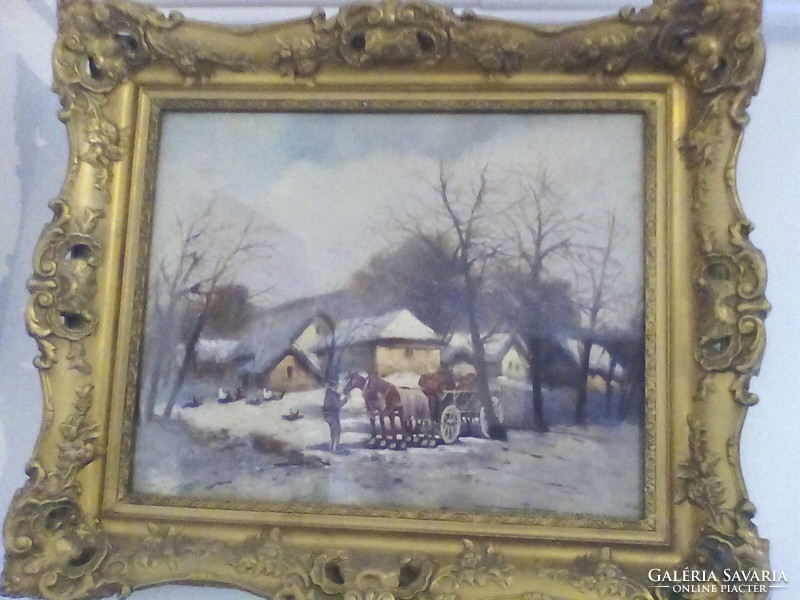 Németh György , tanyasi élet olaj vászon festmény eladó