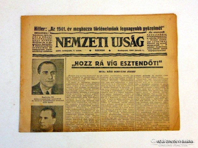 1941 január 1  /  NEMZETI ÚJSÁG  /  RÉGI EREDETI ÚJSÁG Szs.:  6581