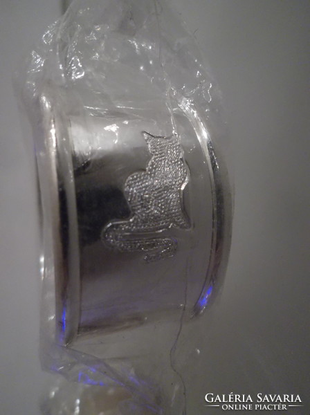 Napkin ring - 3 pcs - silver-plated - new - kitten - engraved - 4 x 2 cm