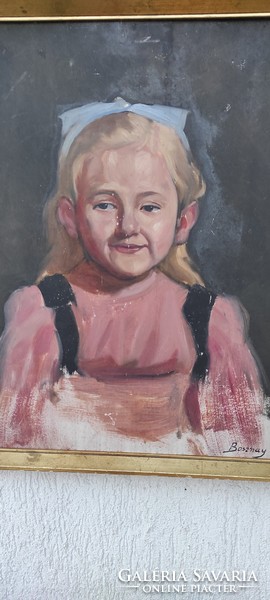 Kislány portré, festmény,jól megfestett ,Bosznay jelzés,vidàm hangulatosb