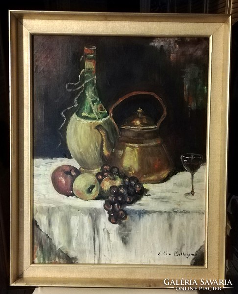 Just for that - marked by a classic still life in its own context (km. 56 X 70, oil)
