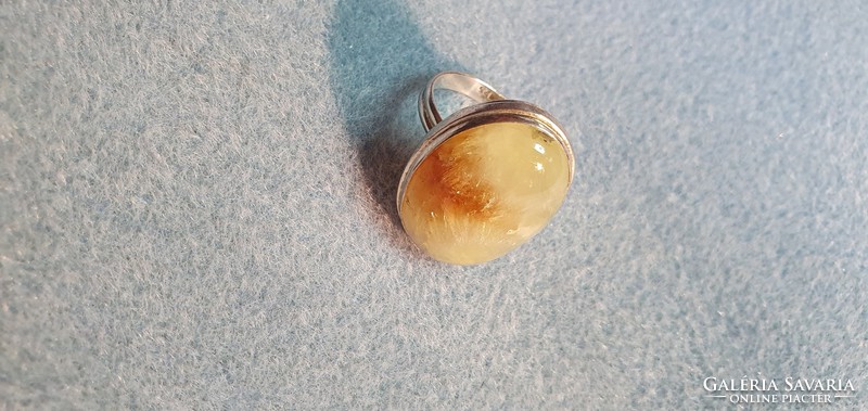 Special silver ring with agate gemstone - new