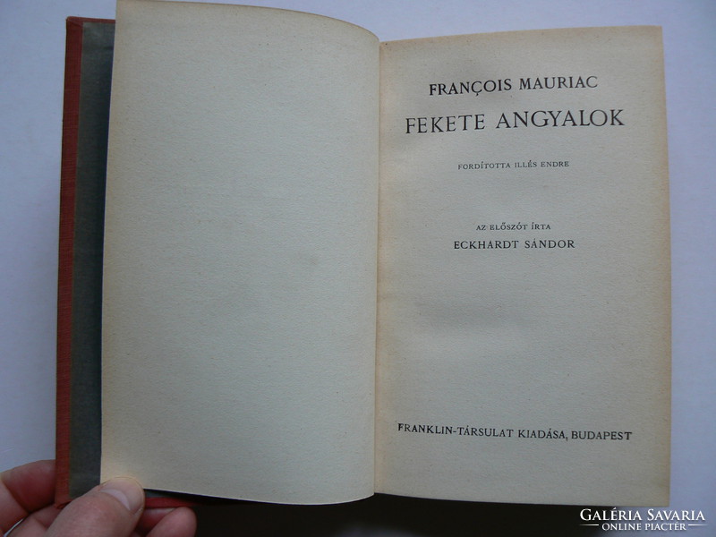 FEKETE ANGYALOK, FRANCOIS MAURIAC 1930 KÖRÜL, KÖNYV JÓ ÁLLAPOTBAN