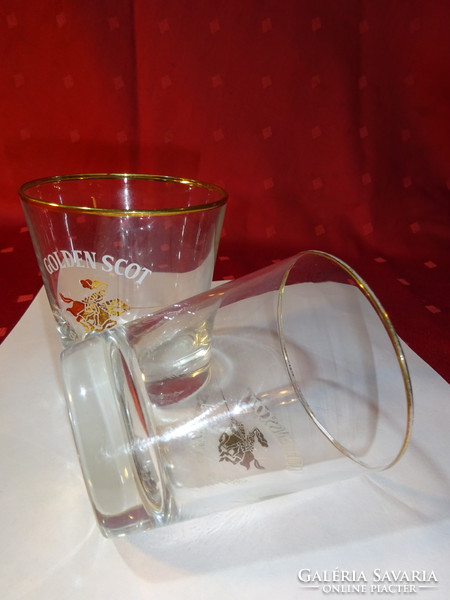 WHISKY - GOLDEN SCOT feliratú üvegpohár, magassága 8,5 cm. Vanneki!