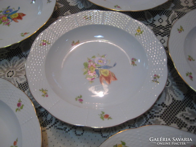 Old Herend plate set, 6 pieces, 24.5 cm x 4 cm