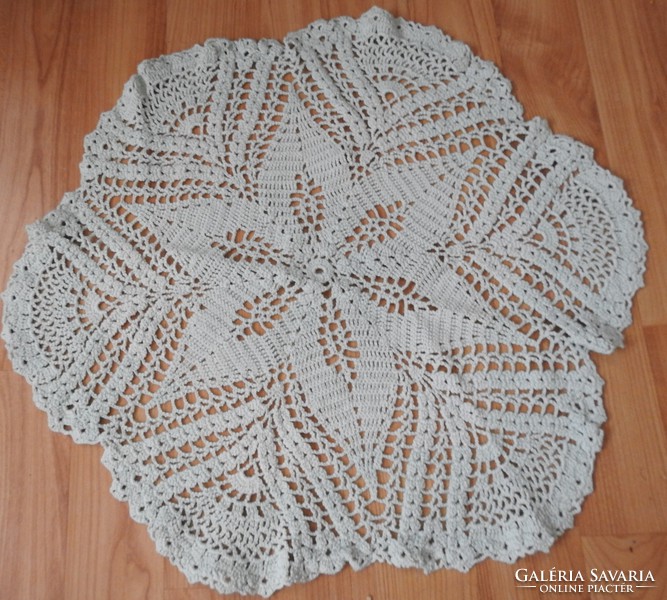 Hand crocheted pale green tablecloth