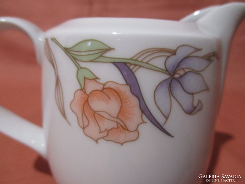Retro Alföldi tejkiöntő kávés készlethez rózsa-írisz mintával
