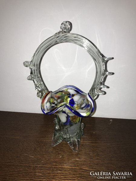 Muránói üveg kosár kosárka 27 cm Murano