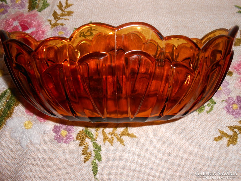 Beautiful amber colored glass salad bowl.