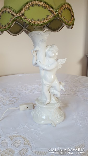 2 Pcs. Angelic, putto porcelain lamp
