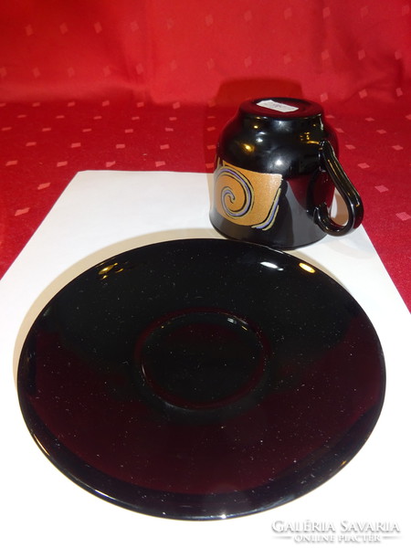 Arcaros france black glass teacup + placemat, sticker. He has!