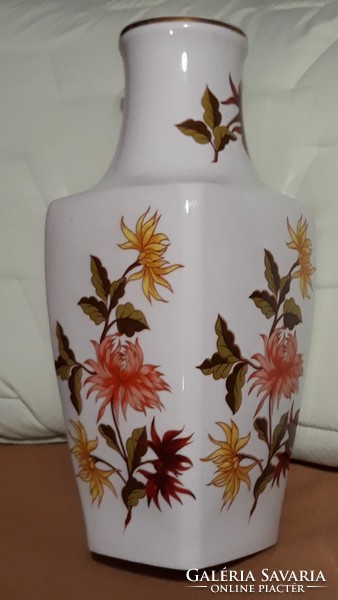 Hollóházi 36,5 cm magas, őszirózsa mintás porcelán váza