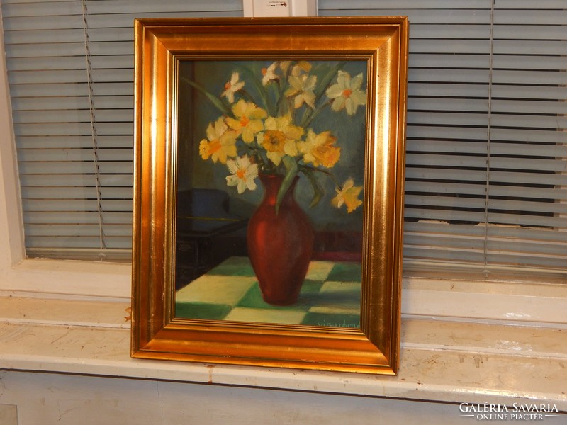 40 x 30 cm-es képhez minőségi keret, kitűnő állapotban, ajándék olaj festménnyel