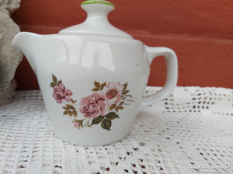 Hollóházi virágos rózsás  4 személyes  kotyogós porcelán kávéfőző teteje,kiöntő