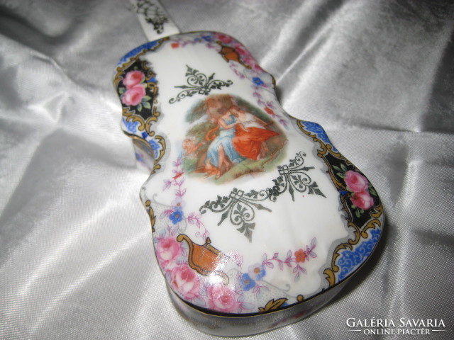 Alt wien, jewelry holder, porcelain violin, 16.5 cm, interesting, rarely seen object