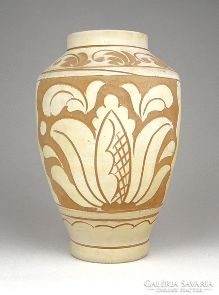 1D093 Jelzett fehér korondi kerámia váza 16 cm