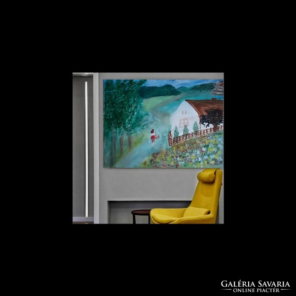 Kata Szabo: "home" oil - acrylic painting, canvas, 40 x 50 cm, signed