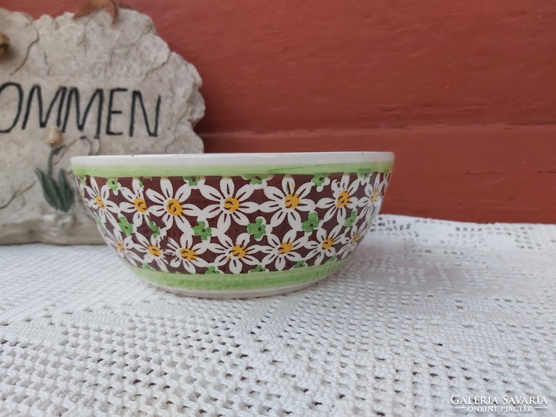 Rare granite 17.5 Cm floral patty bowl nostalgia, collectible piece, peasant decoration