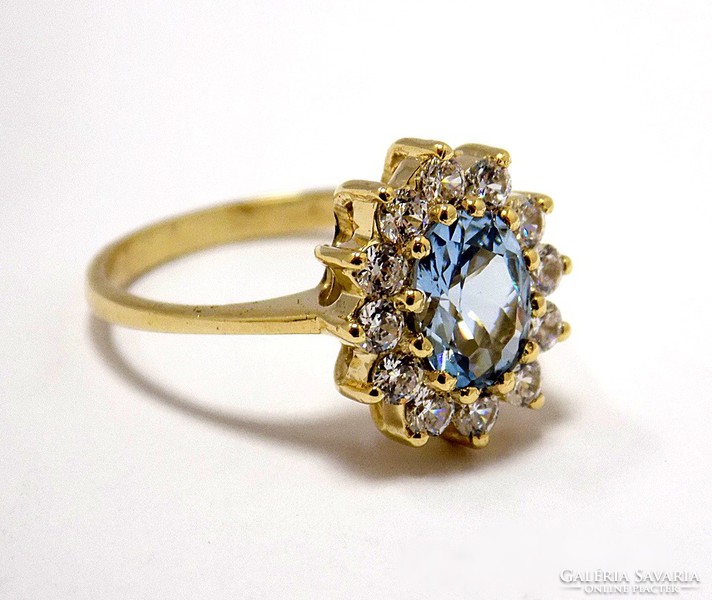 Blue gold ring with stones (zal-au95126)