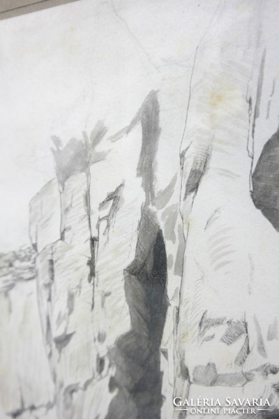 Rock cave ink drawing with manger mark, 1890 - 05036