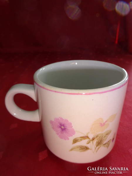 Kínai porcelán, rózsaszín virágos bögre (két darab), magassága 8 cm. Vanneki!
