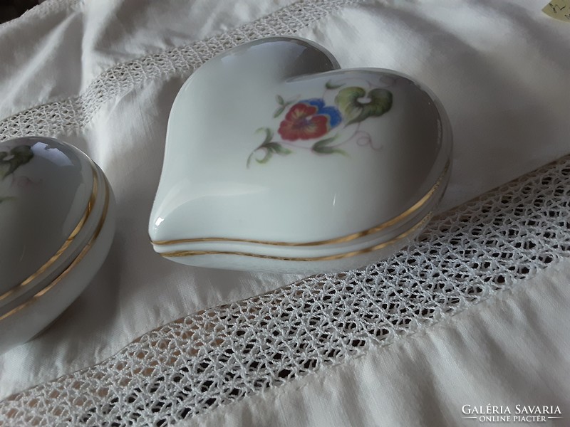 Hollóház porcelain dawn patterned bonboniers, original, marked, flawless